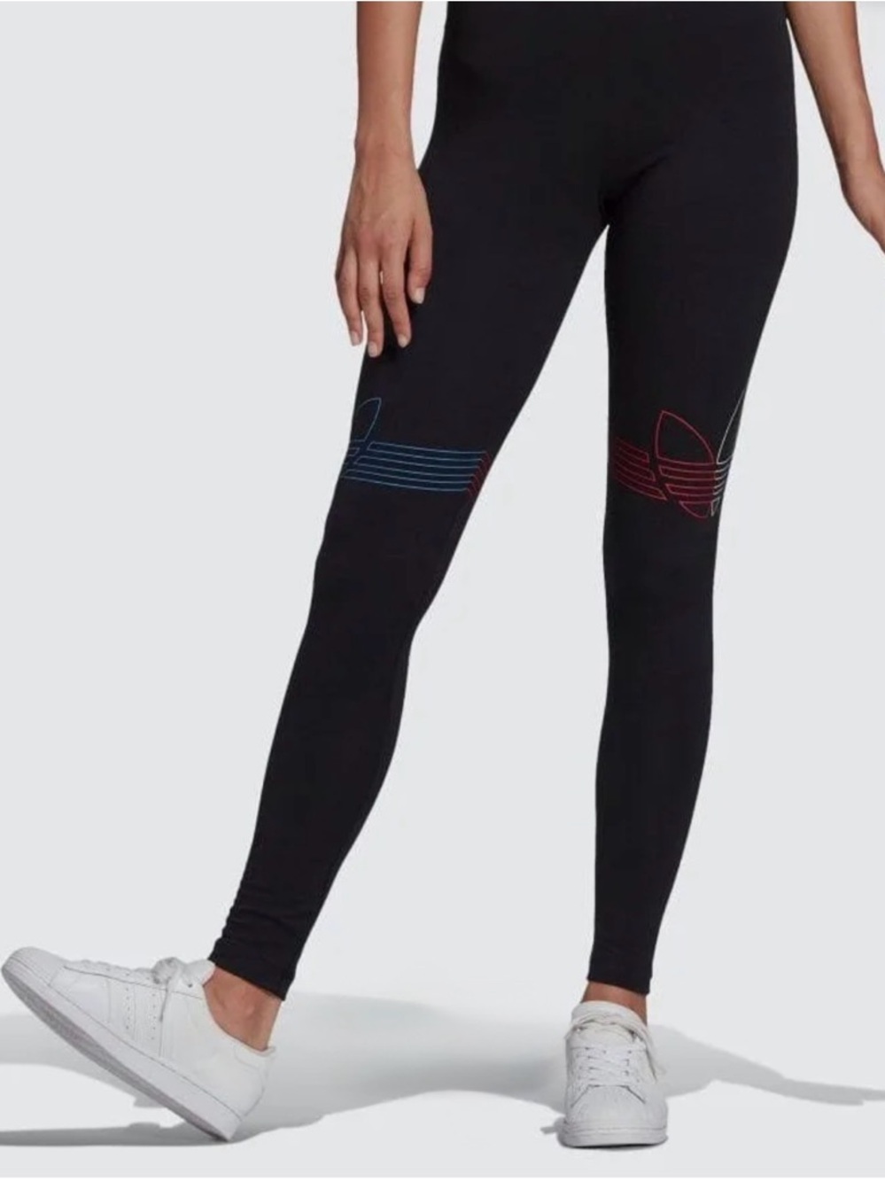 Adidas Tricolor Cotton Leggings, Black, Size S